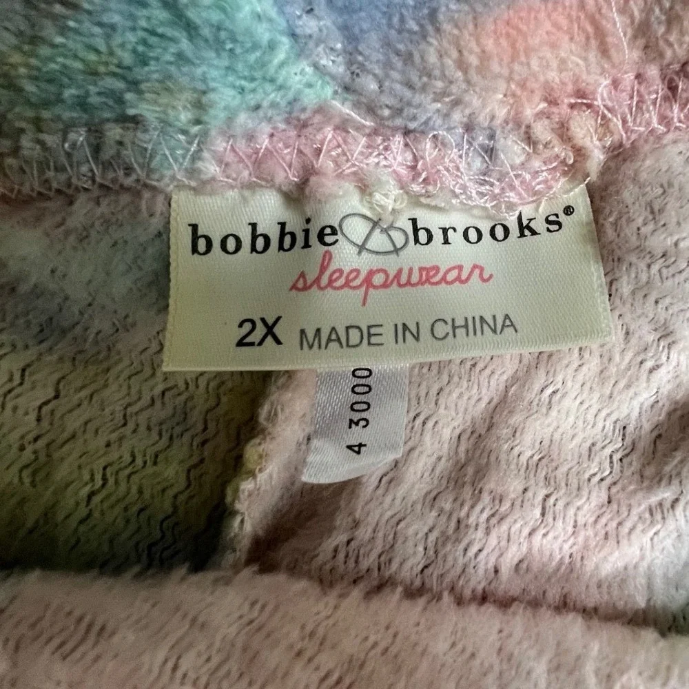 Bobbie Brooks Sleepwear Pajama Pants Womens 2X‎ Multi Color Tie Dye Heart Fleece